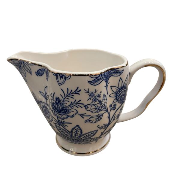 Grace Teaware Fine Porcelain Creamer & Sugar Blue & White Floral Gift Set New - Picture 9 of 16